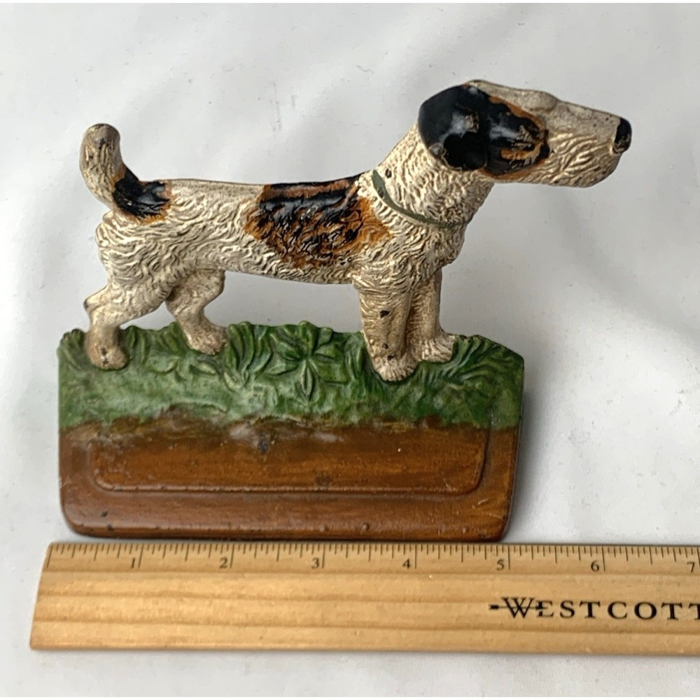 Hubley Cast Iron Airedale Fox Terrier Dog Bookend Doorstop #294 Vintage Fine - Picture 10 of 16